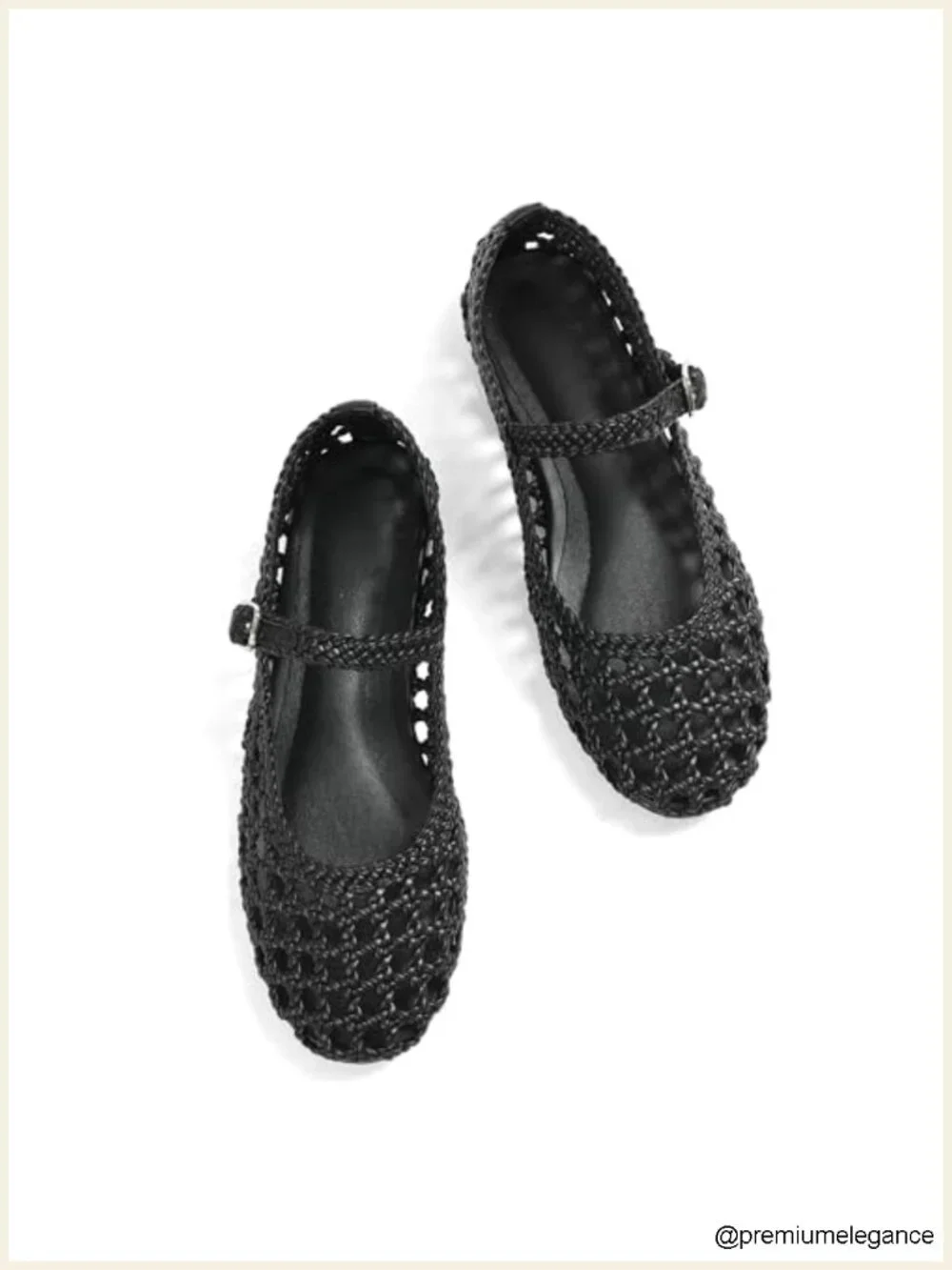 Woven Ballet Flats - Round Toe Mary Janes with Buckle Strap
